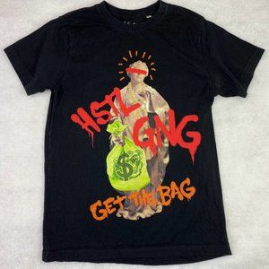 Men's Black Short Sleeve Hustle Gang T-Shirt Size SMALL Graphic Tee